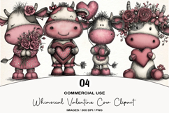 Whimsical Valentine Cow Clipart Product Image 1