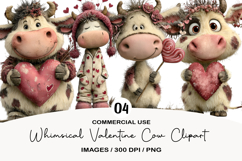 Whimsical Valentine Cow Clipart Product Image 1