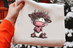 Whimsical Valentine Cow Clipart Product Image 2