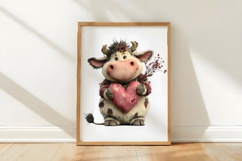 Whimsical Valentine Cow Clipart Product Image 3