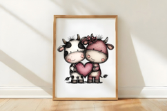 Whimsical Valentine Cow Couple Clipart Product Image 3
