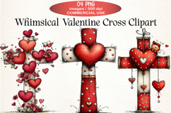 Whimsical Valentine Cross Clipart Product Image 1