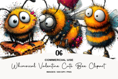 Whimsical Valentine Cute Bee Clipart Product Image 1