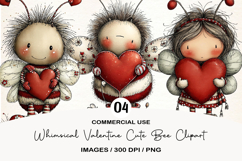 Whimsical Valentine Cute Bee Clipart Product Image 1