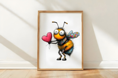 Whimsical Valentine Cute Bee Clipart Product Image 3
