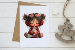 whimsical valentine cute-girl clipart Product Image 2
