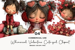 whimsical valentine cute-girl clipart Product Image 1