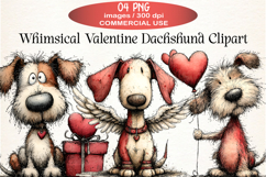 Whimsical Valentine Dachshund Clipart Product Image 1