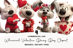 Whimsical Valentine Daisy Dog Clipart Product Image 1