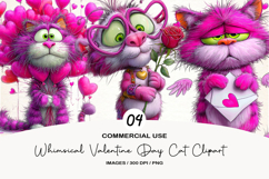 Whimsical Valentine Day Cat Clipart Product Image 1