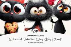 Whimsical Valentine Day Cat Clipart Product Image 1