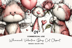 Whimsical Valentine Day Cat Clipart Product Image 1