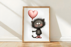 Whimsical Valentine Day Cat Clipart Product Image 3