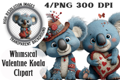 Whimsical Valentine Day Koala Clipart Product Image 1