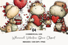 Whimsical Valentine Dino Clipart Product Image 1