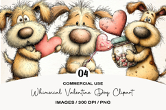 Whimsical Valentine Dog Clipart Product Image 1