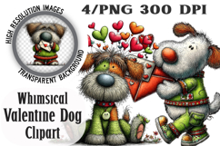 Whimsical Valentine Dog Clipart Product Image 1
