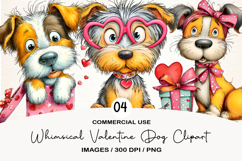 Whimsical Valentine Dog Clipart Product Image 1