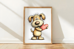 Whimsical Valentine Dog Clipart Product Image 3