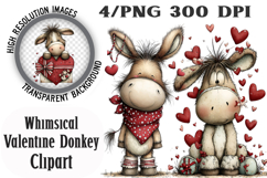 Whimsical Valentine Donkey Clipart Product Image 1