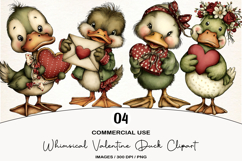 Whimsical Valentine Duck Clipart Product Image 1