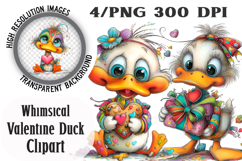 Whimsical Valentine Duck Clipart Product Image 1
