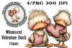 Whimsical Valentine Duck Clipart Product Image 1