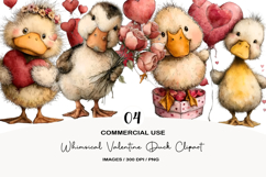 Whimsical Valentine Duck Clipart Product Image 1