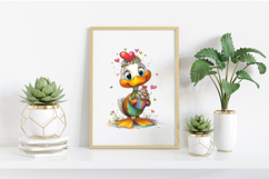 Whimsical Valentine Duck Clipart Product Image 2