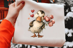 Whimsical Valentine Duck Clipart Product Image 2