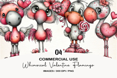 Whimsical Valentine Flamingo Clipart Product Image 1