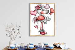 Whimsical Valentine Flamingo Clipart Product Image 3
