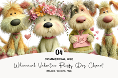 Whimsical Valentine Fluffy Dog Clipart Product Image 1