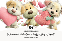 Whimsical Valentine Fluffy Dog Clipart Product Image 1