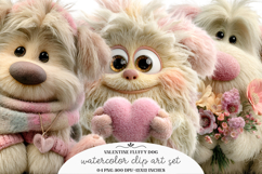 Whimsical Valentine Fluffy Dog Clipart - Fluffy Dog PNG Product Image 1