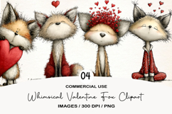Whimsical Valentine Fox Clipart Product Image 1