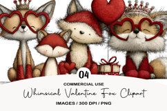 Whimsical Valentine Fox Clipart Product Image 1