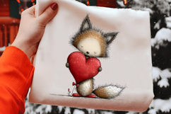 Whimsical Valentine Fox Clipart Product Image 2