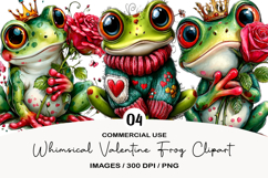 Whimsical Valentine Frog Clipart Product Image 1