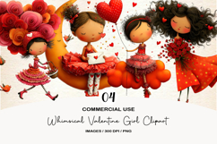 Whimsical Valentine Girl Clipart Product Image 1