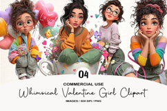 Whimsical Valentine Girl Clipart Product Image 1
