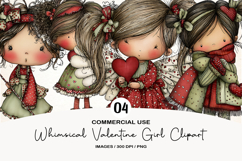 Whimsical Valentine Girl Clipart Product Image 1