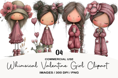 WHIMSICAL VALENTINE GIRL CLIPART Product Image 1