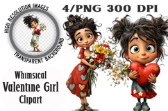 Whimsical Valentine Girl Clipart Product Image 1