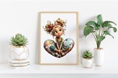 Whimsical Valentine Girl Clipart Product Image 2