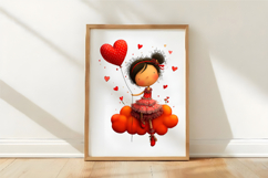 Whimsical Valentine Girl Clipart Product Image 3
