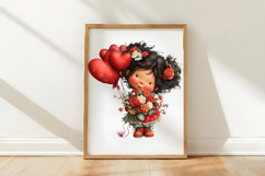 Whimsical Valentine Girl Clipart Product Image 3
