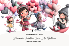 Whimsical Valentine Girl With Balloon PNG Product Image 1