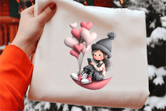 Whimsical Valentine Girl With Balloon PNG Product Image 2