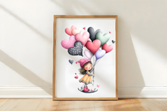 Whimsical Valentine Girl With Balloon PNG Product Image 3